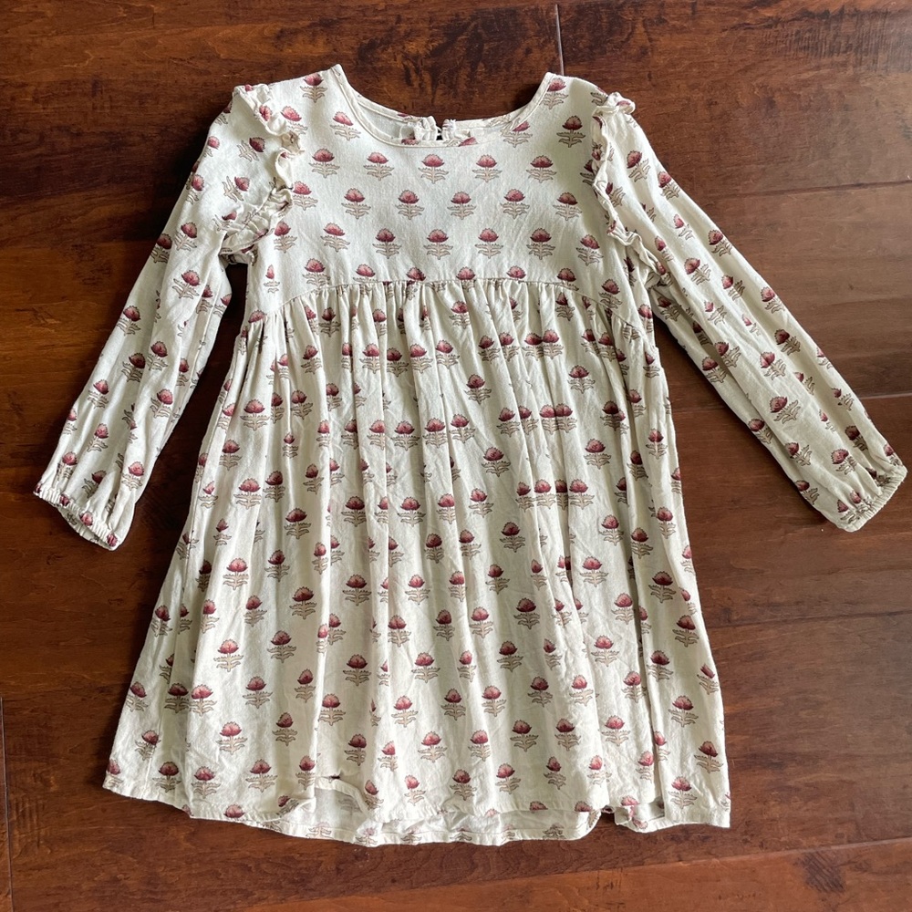 Girls Rylee + Cru Size 6-7 Cream Floral Dress